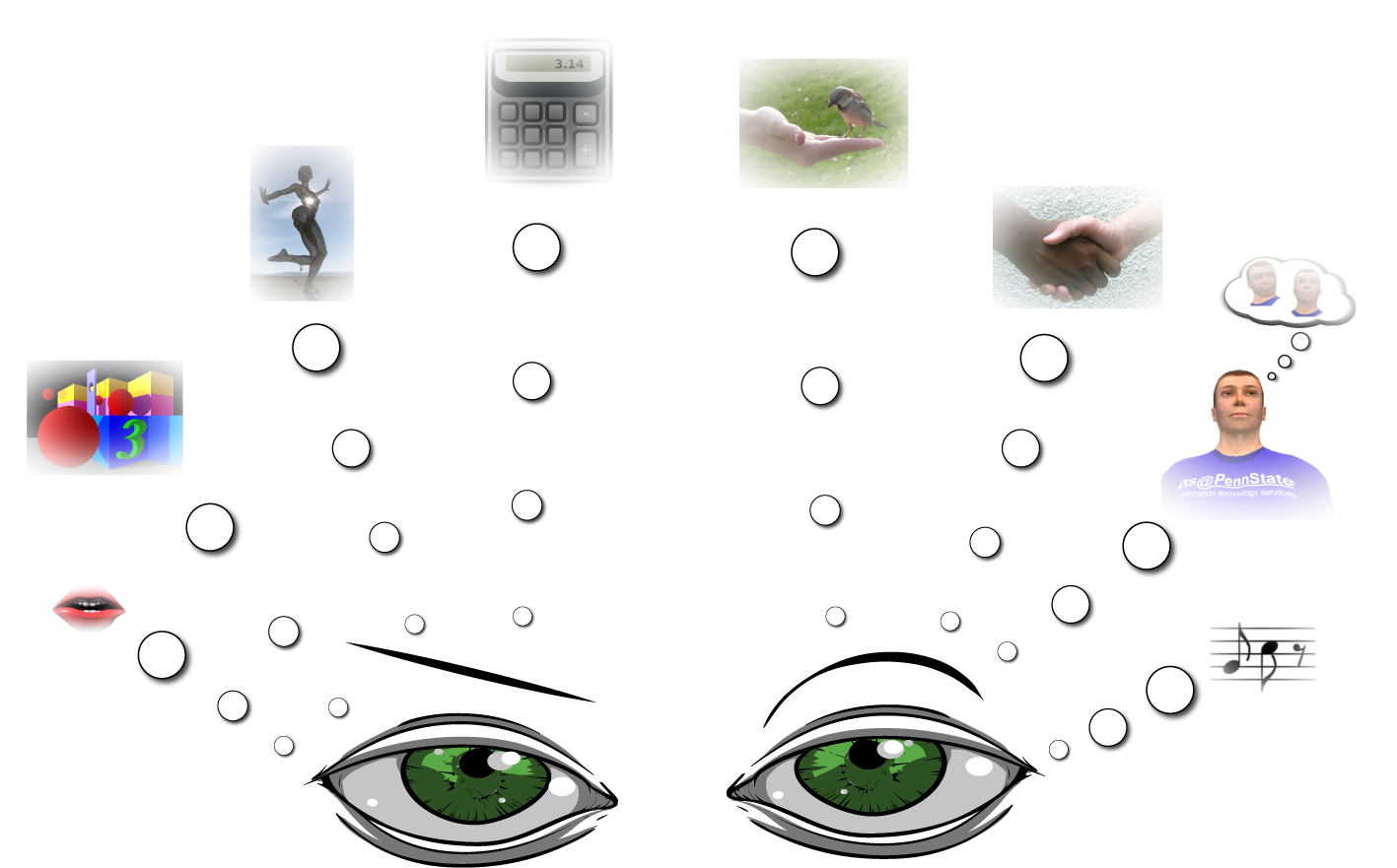 Eyes looking up at eight types of intelligences