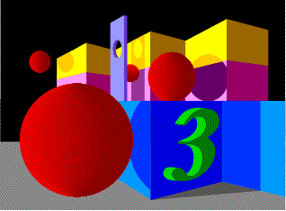 Cubes, spheres, and a 3D number all floating in space