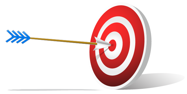 An arrow in the bullseye of a target.